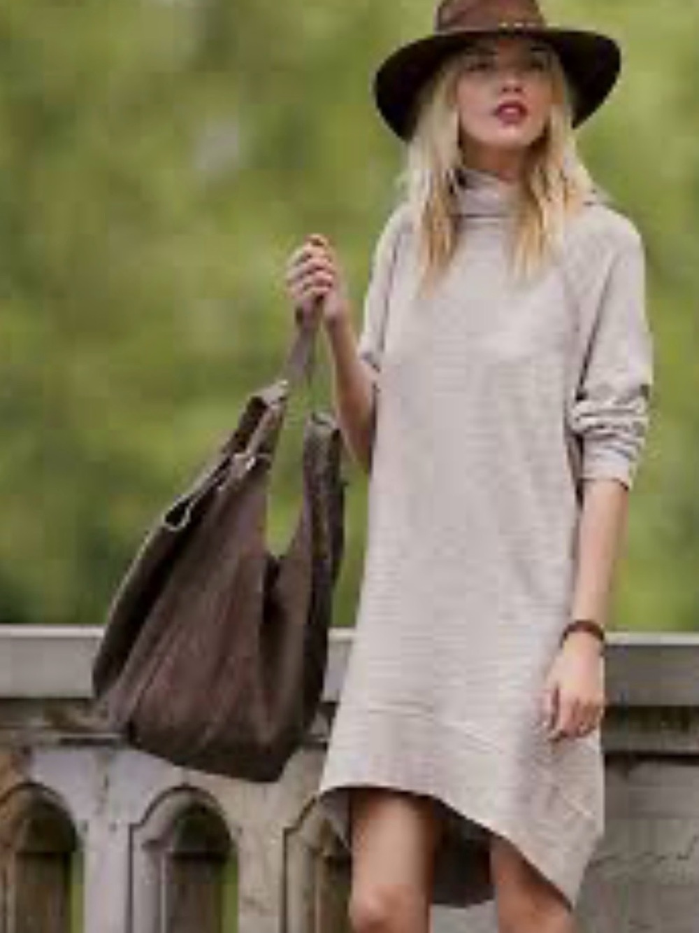 Free People Beach MAUVE Knit Cowl Neck Dress with Pockets